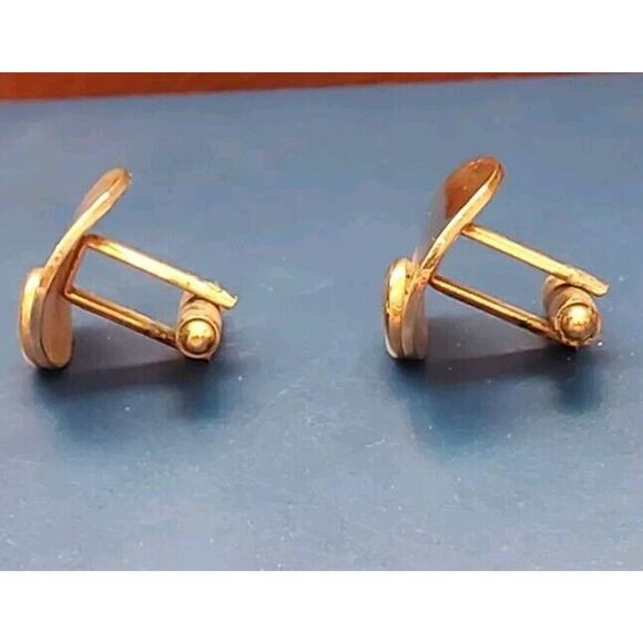 HTF Vtg Brent Gold Tone Cuff Links Lapel Tie Clip Snail Orb Details With Case - Picture 6 of 15